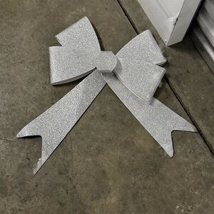Silver Glitter Bow Decoration